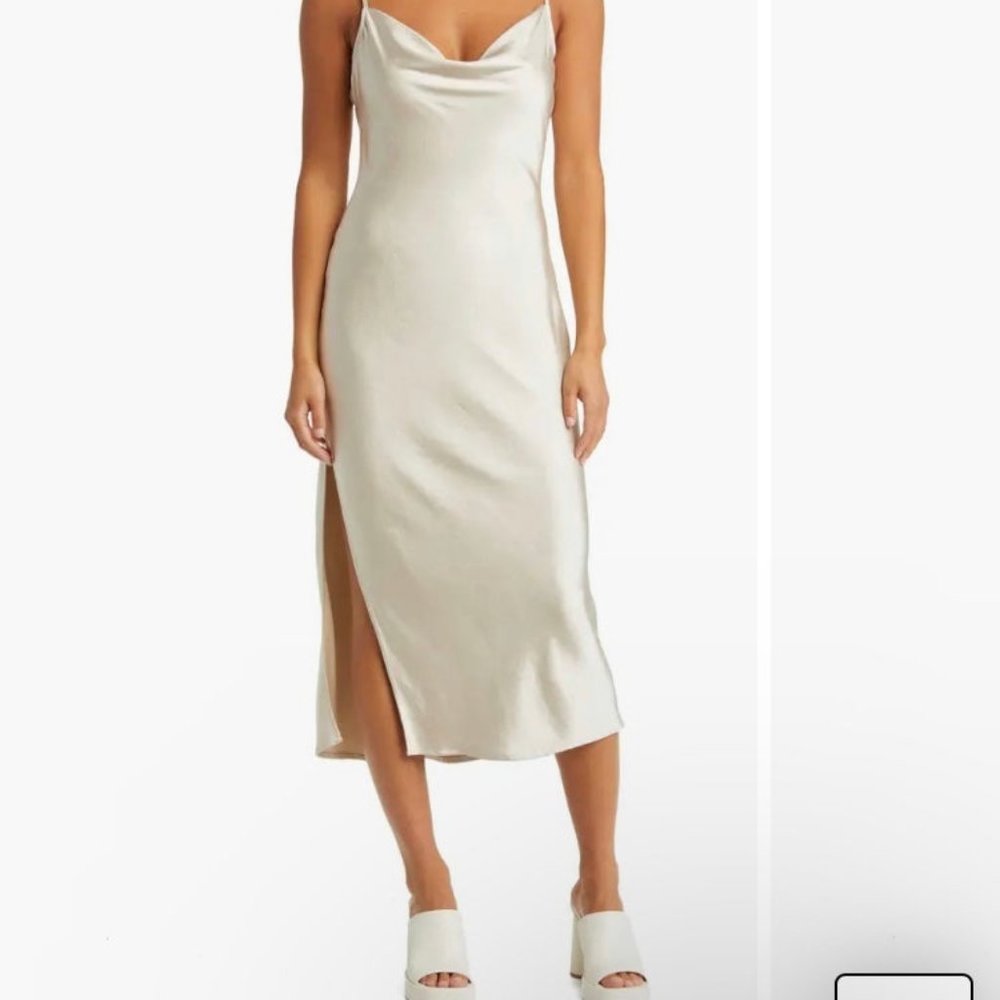 Open Edit beige silky slip dress size L